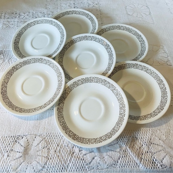Vintage Corelle WOODLAND BROWN Saucer Side Plates 6.25” Set of 7 - Picture 3 of 8